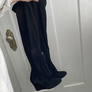 Via Spiga Over-the-Knee Suede Wedge Boots